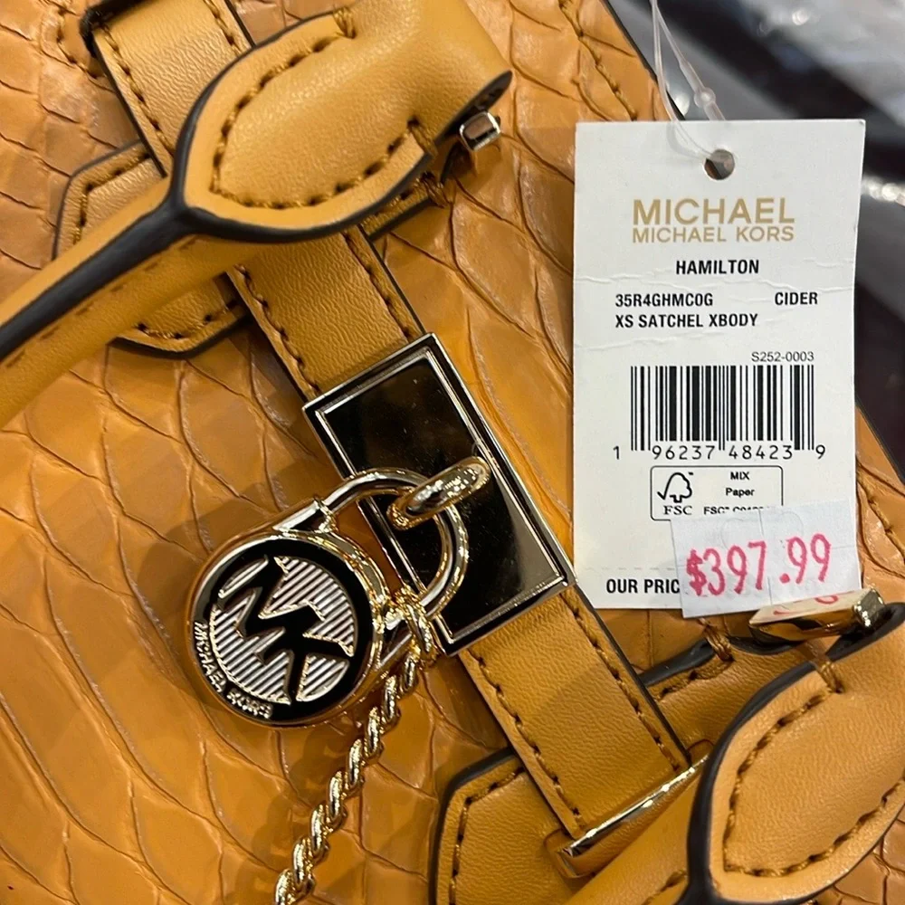 Michael Kors Hamilton XS Satchel Handbag Xbody Crossbody Leather Cider 
NWT - Picture 8 of 16